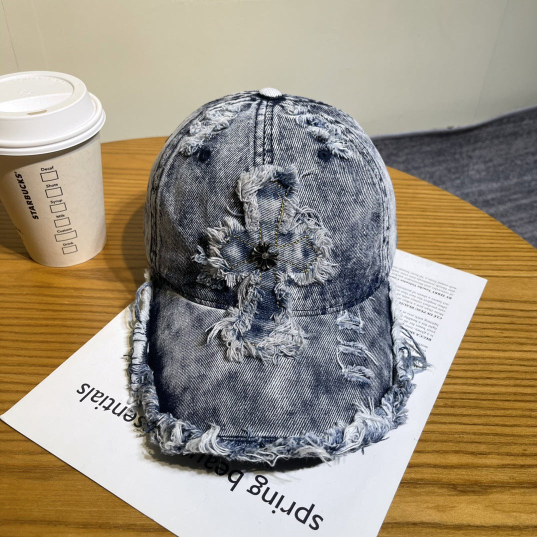 Chrome Hearts Ripped Denim Baseball Cap