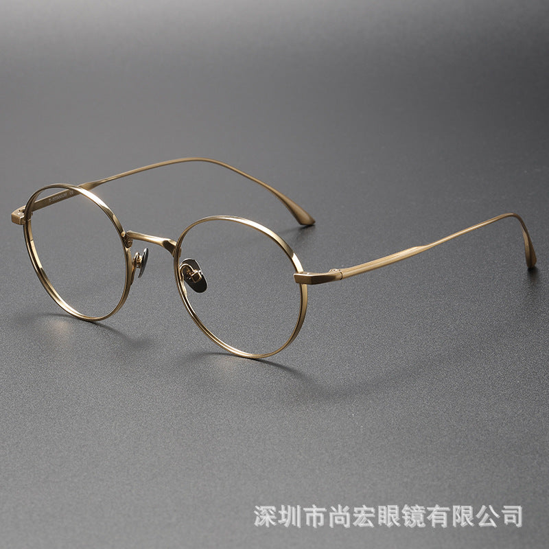 Pure titanium women's retro round handmade glasses frame