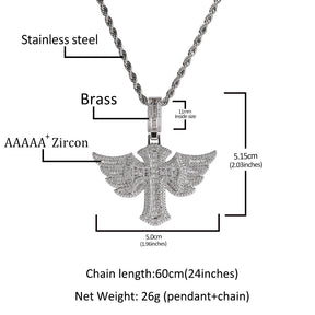 Angel Wings Cross Diamond Pendant