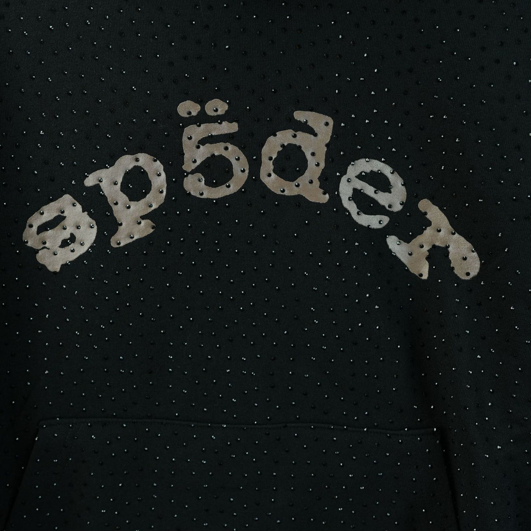 Sp5der full-rhinestone hoodie and sweatpants
