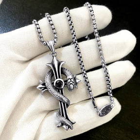 chrome hearts snake cross enamel necklace