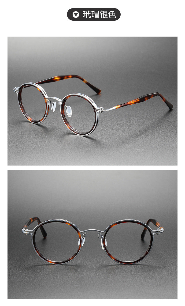 Large round pure titanium eyeglass frames