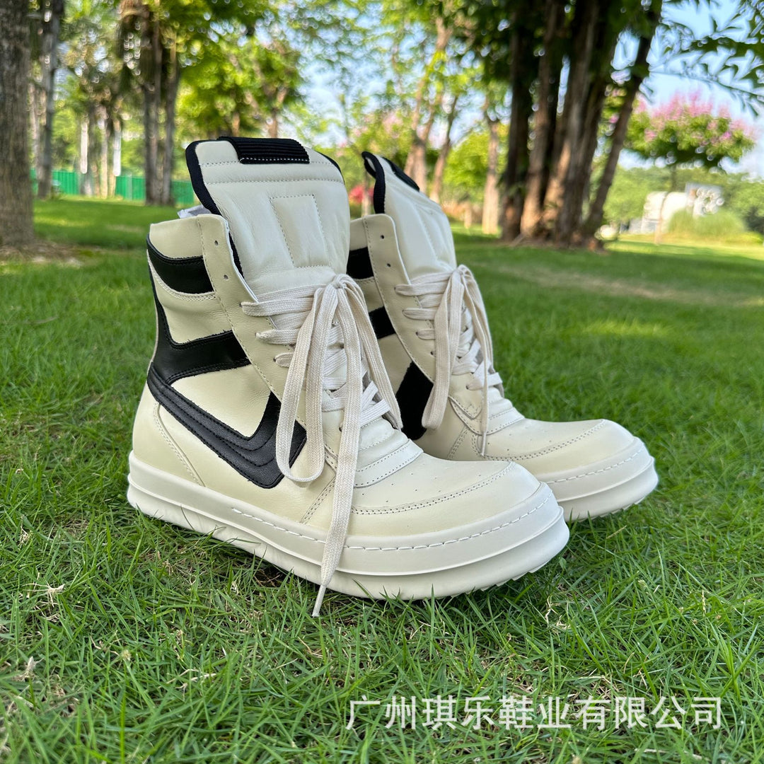 Thick-Sole, Height-Increasing, High-Top Genuine Leather Sports Boots
