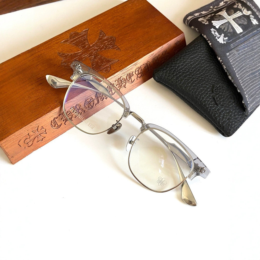 Chrome Hearts pure titanium semi frame large square frame glasses