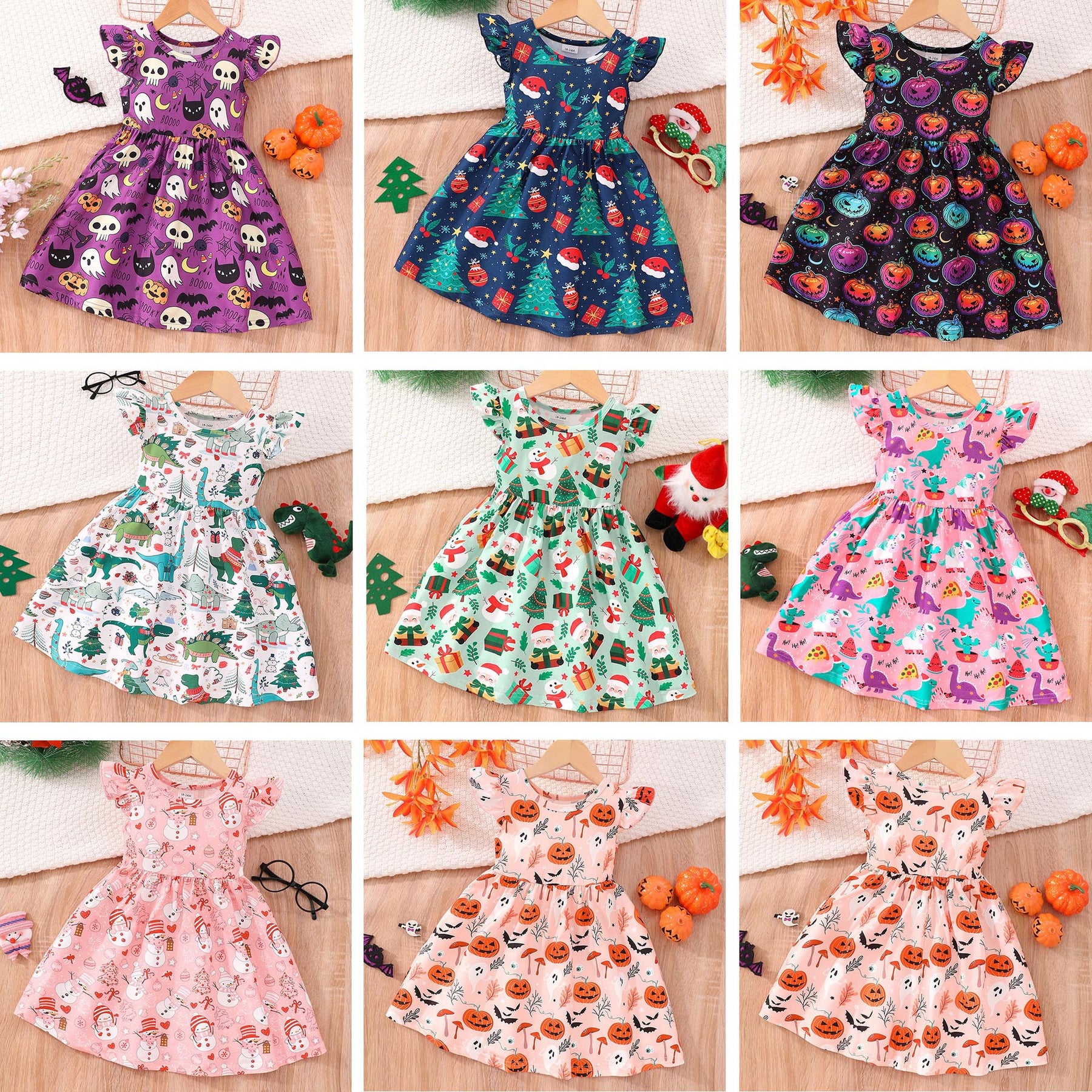 Halloween Christmas children's clothing print dresses