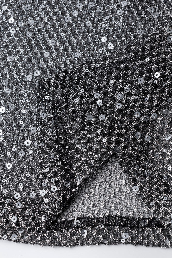 Gold Glittery Sheer Mesh Short-Sleeve T-Shirt