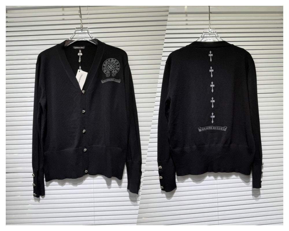 Chrome hearts cross cotton knitted cardigan sweater