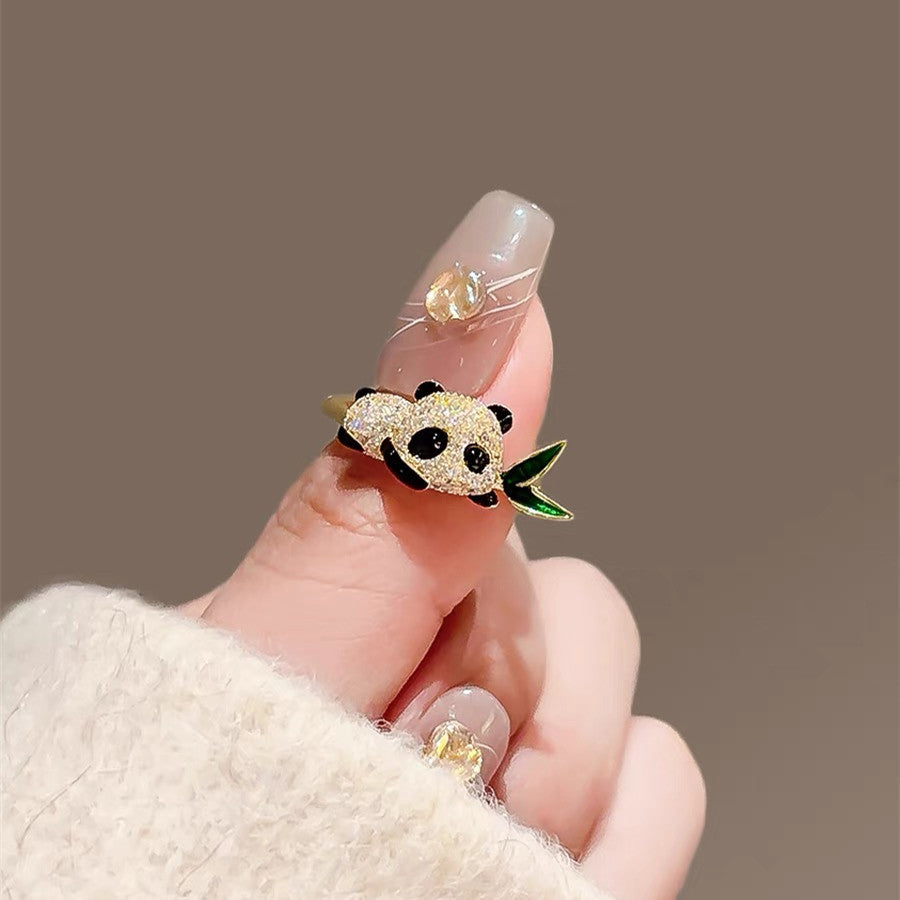 Cute panda bamboo ring girlfriends gift