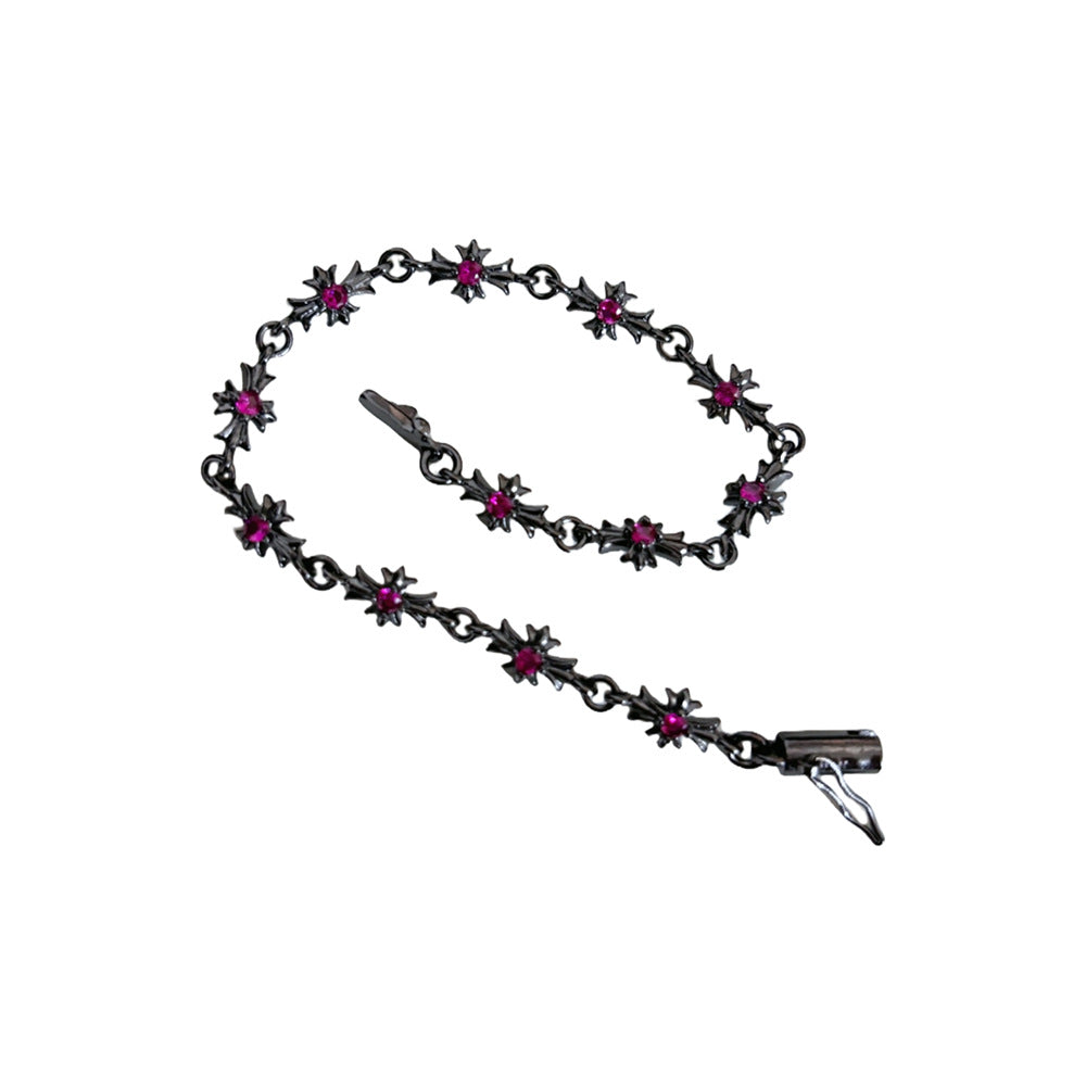 Chrome Hearts Black Gun finished Cross with Diamond inlaid Bracelet