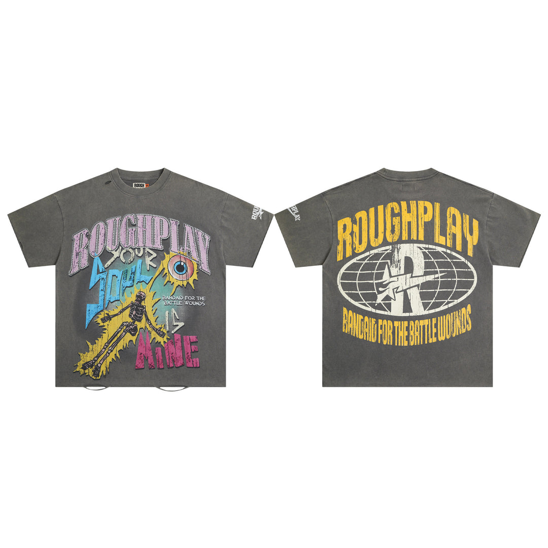 RoughPlay NYC Distressed, Ripped, and Sparkling Short-Sleeve T-Shirt