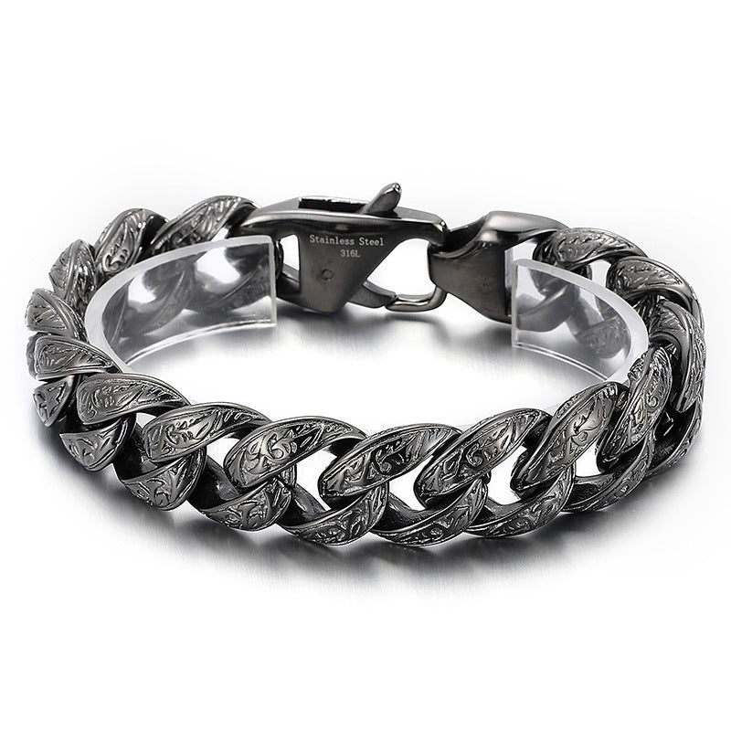Patterned multi-link interlocking titanium steel bracelet