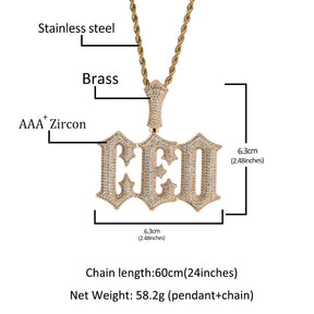 Diamond Burr Uppercase Custom Letter Pendant Necklace