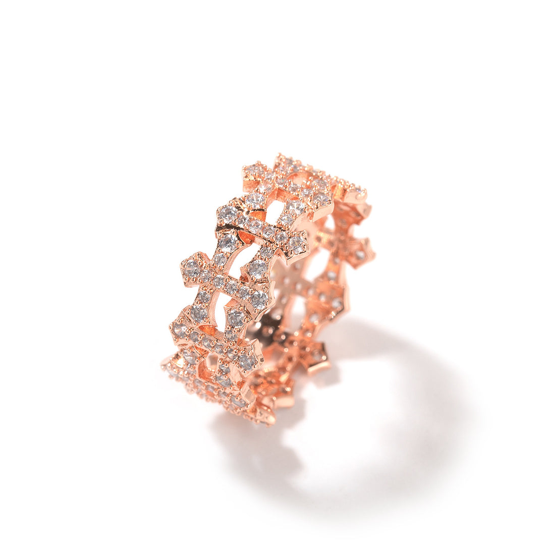 9mm Double-Sided Cross-Shaped Zircon Ring