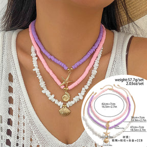 starfish necklace shell rice bead gravel necklace