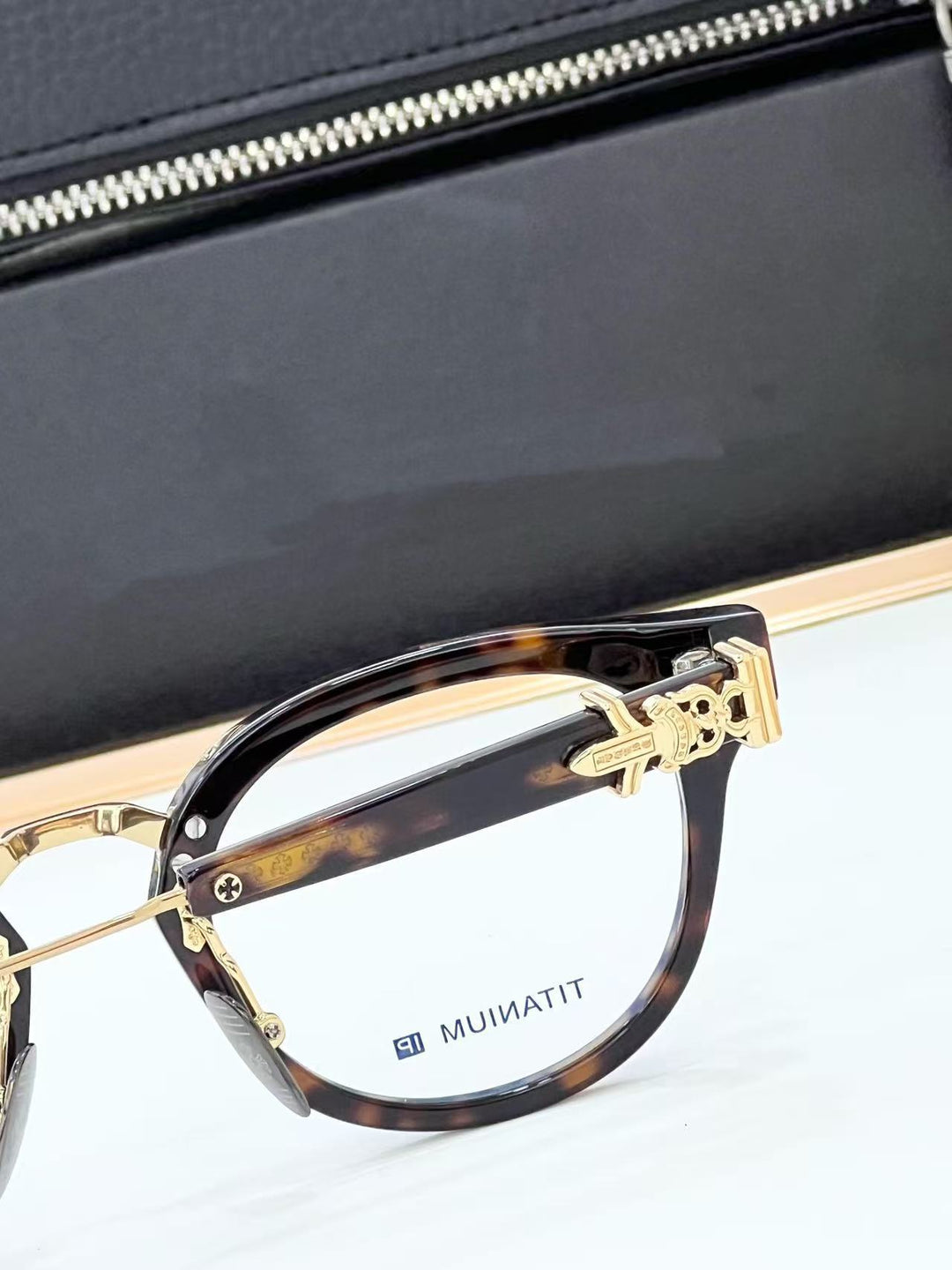 Chrome Hearts Big Sword Light Titanium Metal Oval Glasses