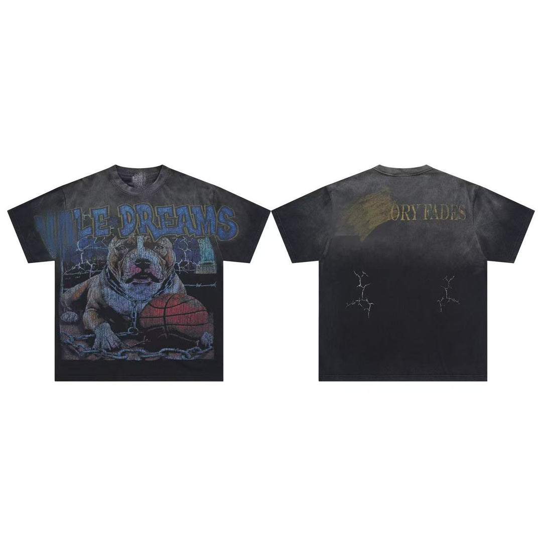 VAL Washed and Distressed Streetwear T-Shirt