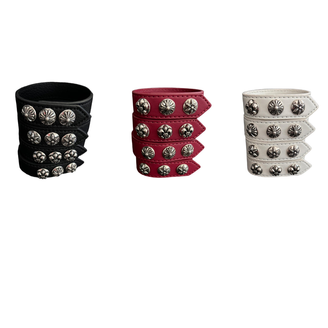 Chrome Hearts Cross-shaped anchor hexagram leather bracelet