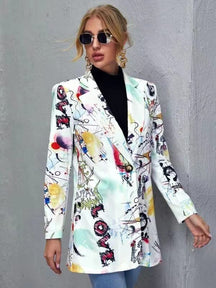 Printed slim fit mid-length jacket