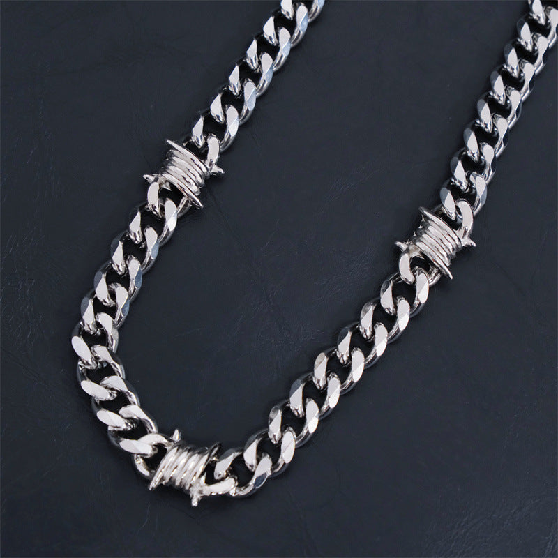 Hip Hop Thorn Cuban Chain Titanium Steel Necklace
