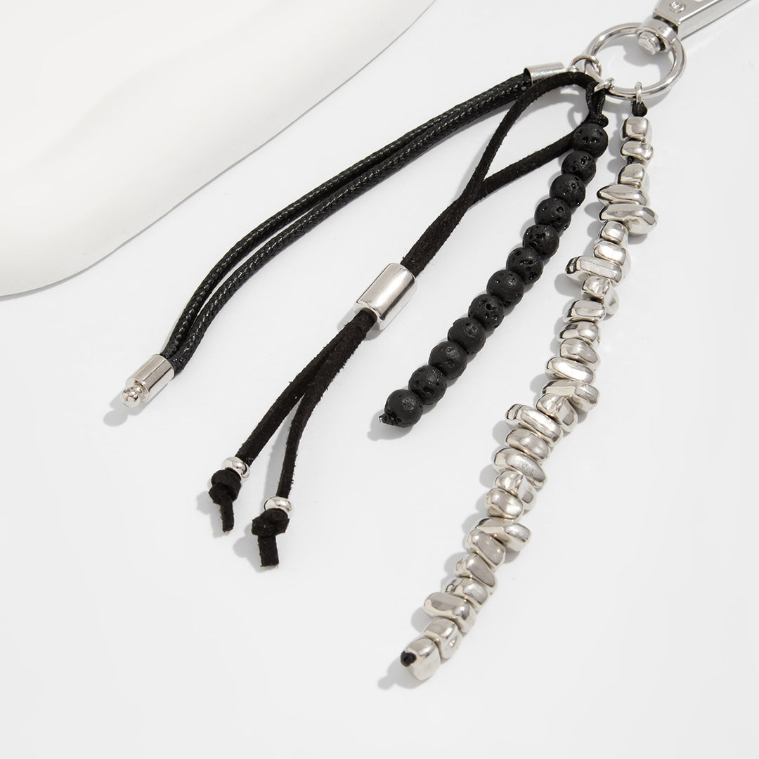 Volcanic Stone Tassel Beaded Keychain