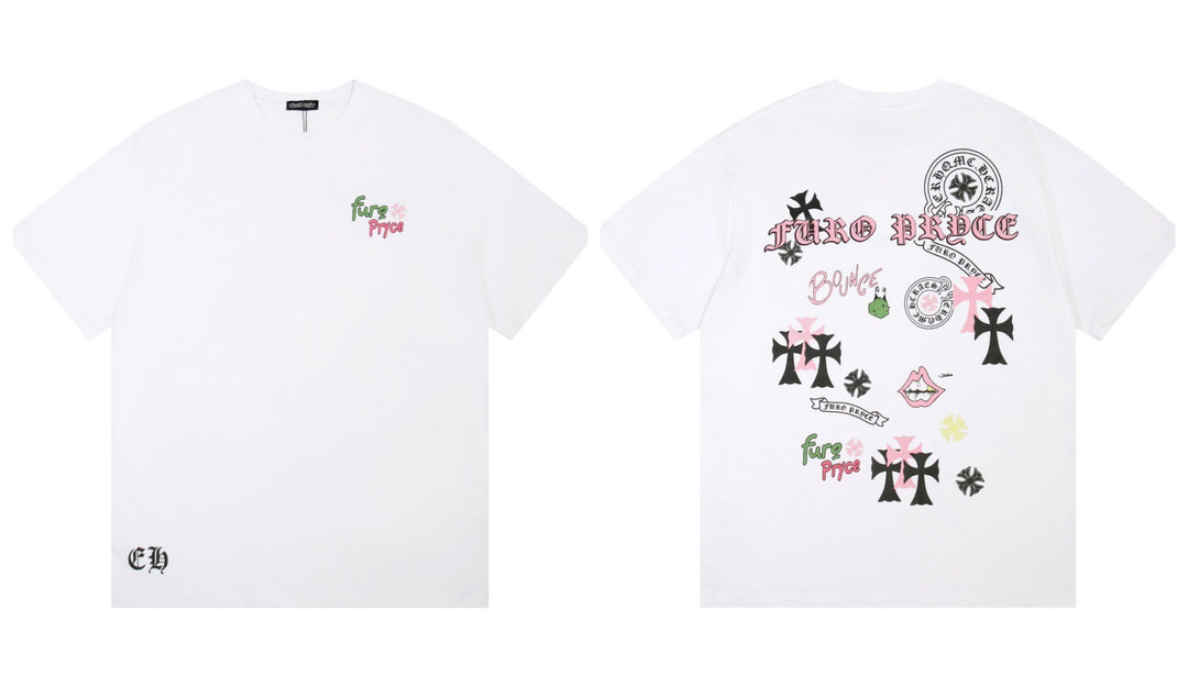 Chrome Hearts Summer Embroidery Print Cotton T-Shirt Short-Sleeve