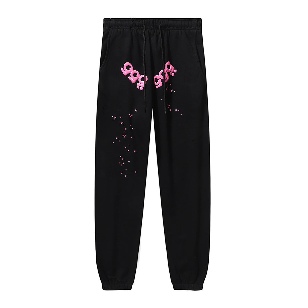 Sp5der foam letter 555 hoodie Pink Casual pants