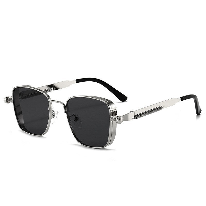 Retro Square Frame Steampunk Metal Sunglasses