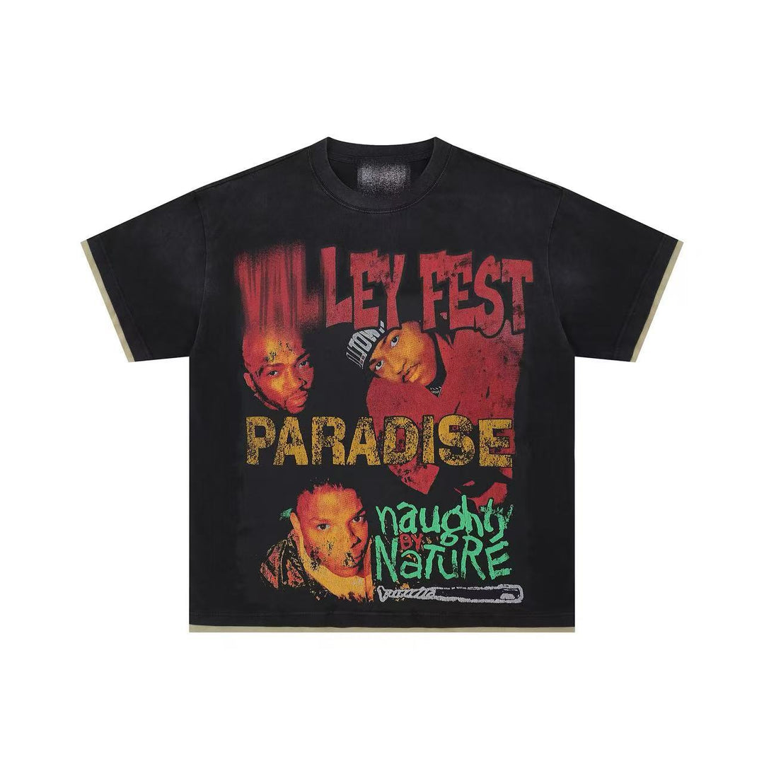 VAL Washed and Distressed Streetwear T-Shirt