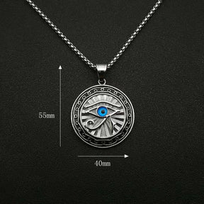 Eye of Horus Gold Blue Eye Medal Pendant