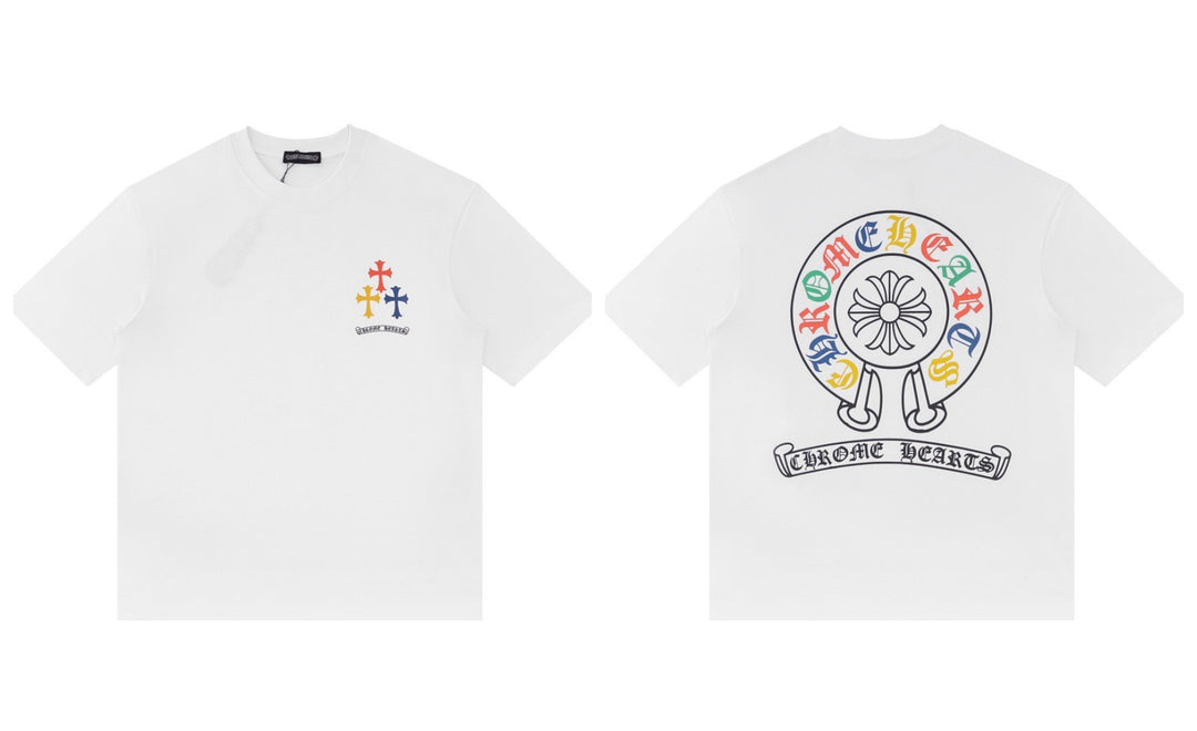 Chrome Hearts Summer Embroidery Print Cotton T-Shirt Short-Sleeve