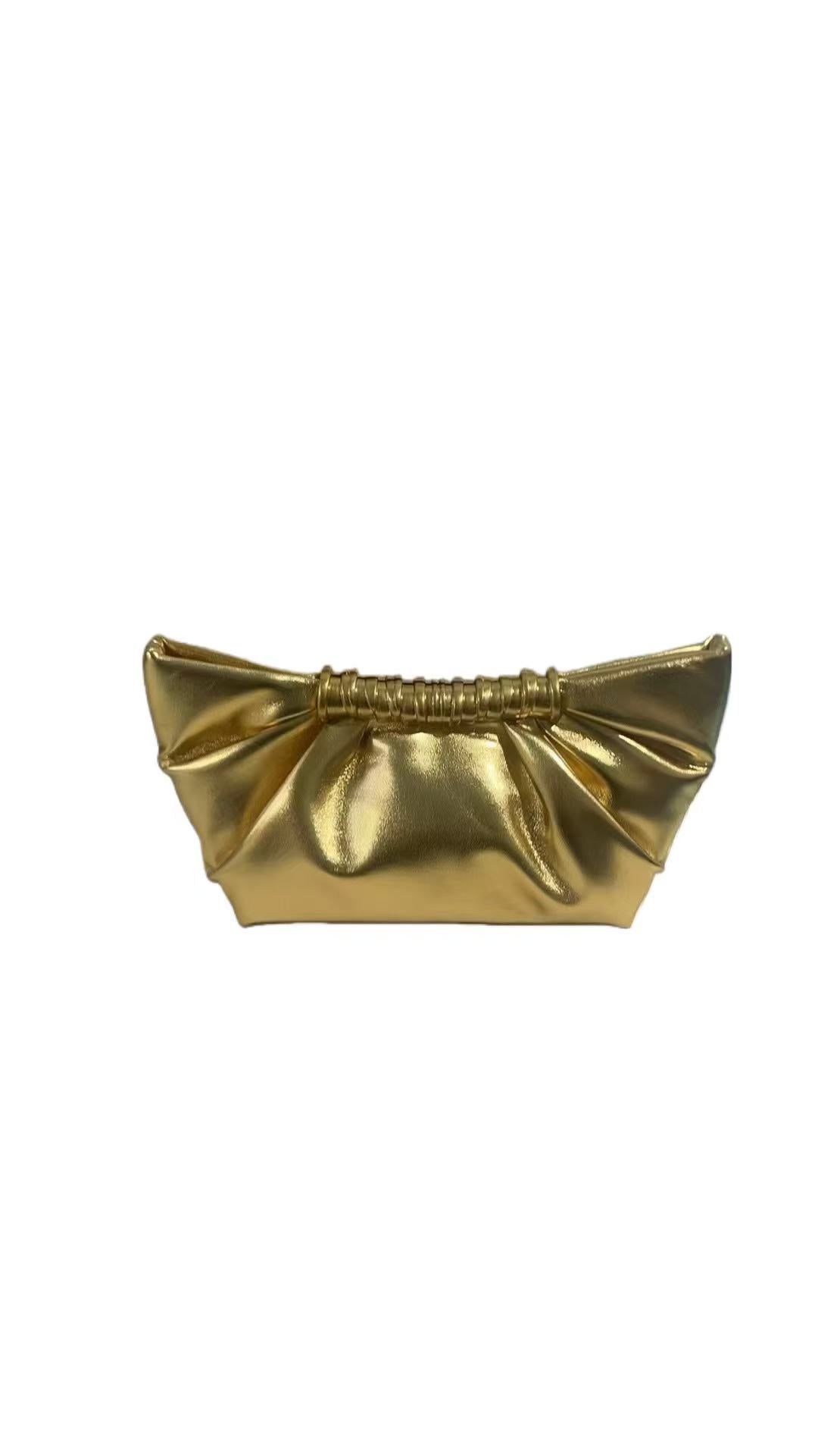 Ruched Clutch with Metal Clasp