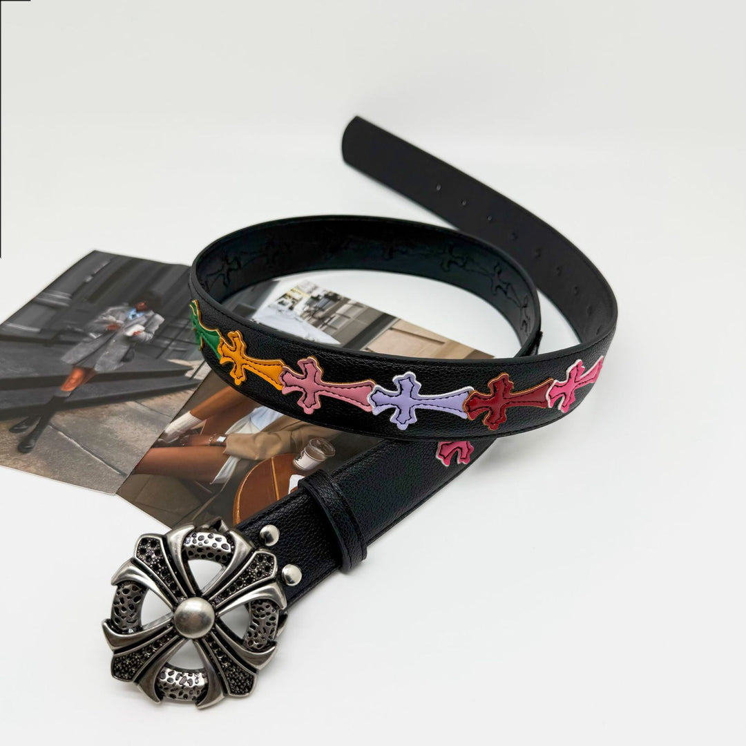 Chrome Hearts Cross-Motif Classic Leather Belt
