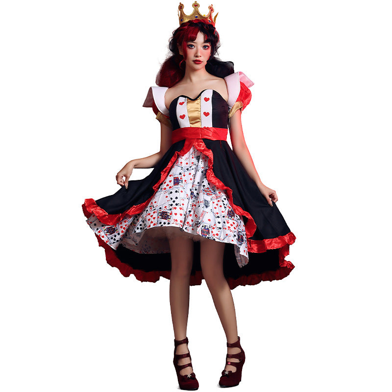 Halloween costume Red Queen floral dress