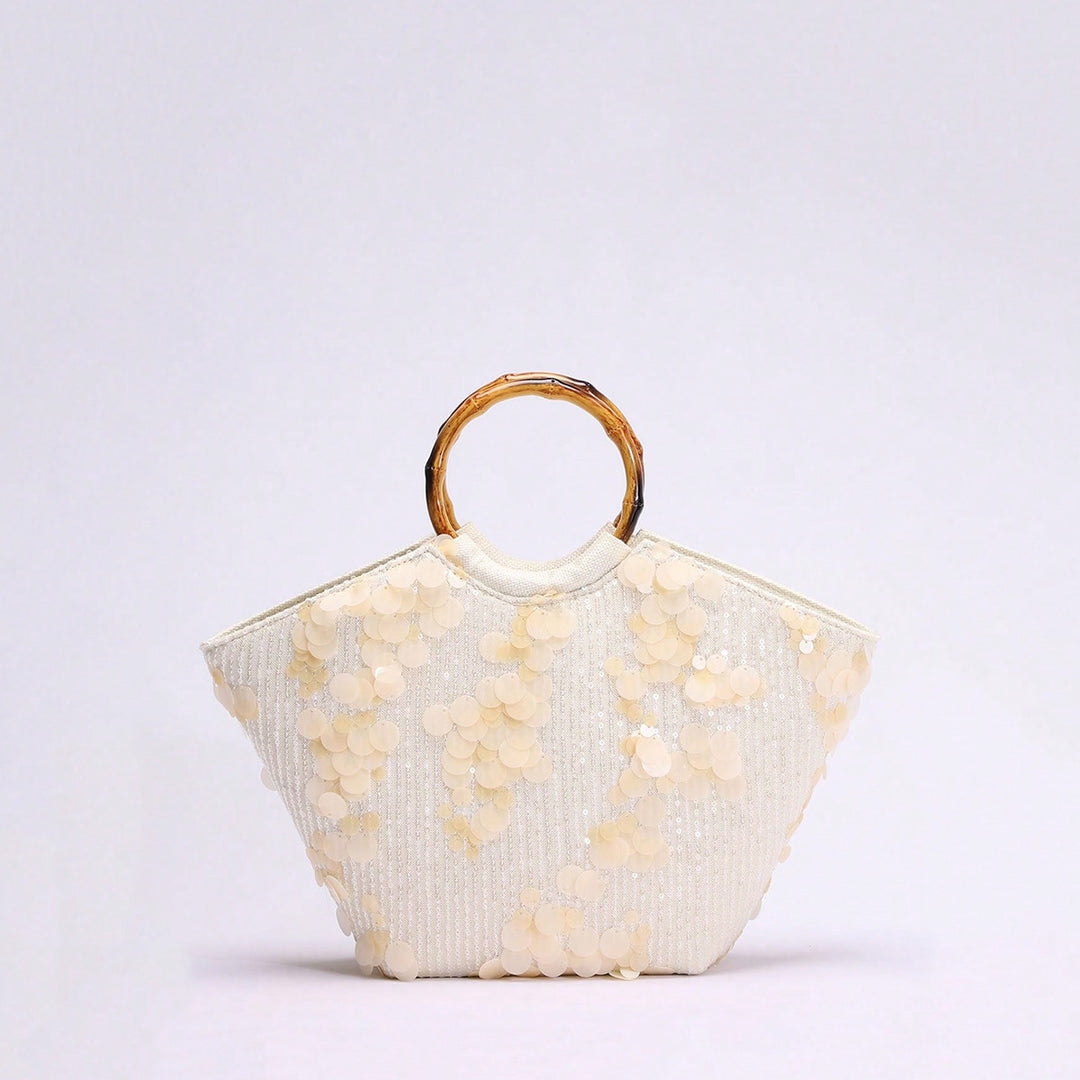 Embroidered Appliqué Sequins and Flowers Vacation Style Handbag