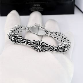 chrome hearts cross flower carving hollow bracelet