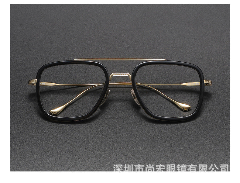 Iron Man Glasses Square Frame Double Bridge Large Frame