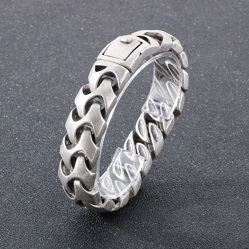 Bold punk dragon bone square snap buckle bracelet