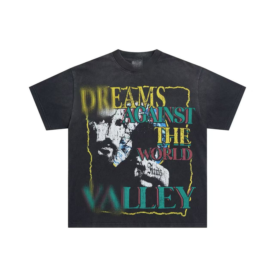 VAL Washed and Distressed Streetwear T-Shirt