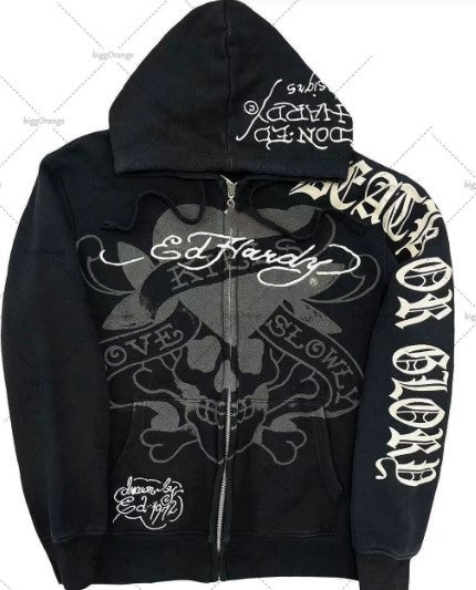 Gothic Rock Skull Bones Hoodie