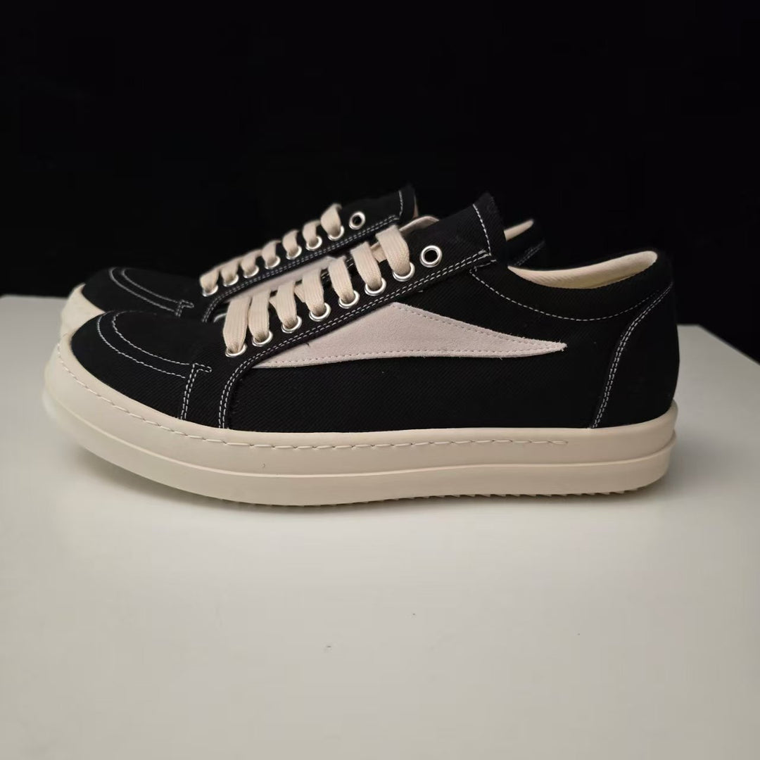 Calfskin Low-Top Skate Shoes Round Toe Flat Heel