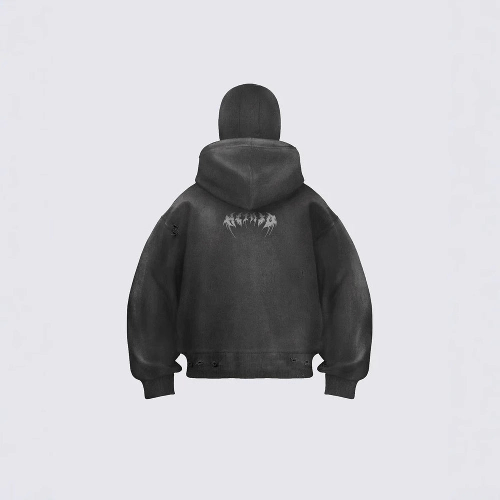 Gothic Letter Star Double Hooded Hoodie