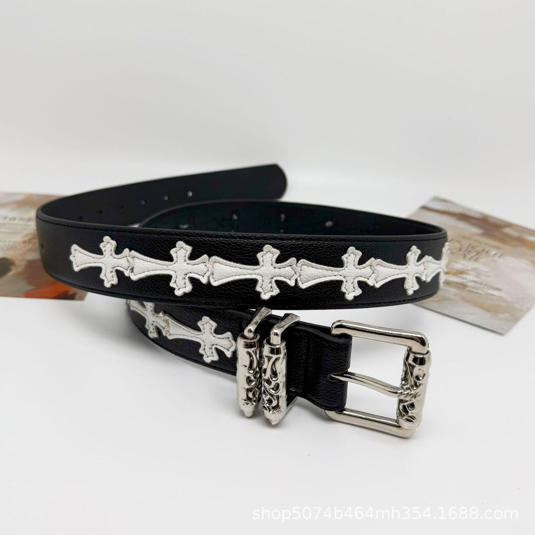 Chrome Hearts Cross-Motif Classic Leather Belt