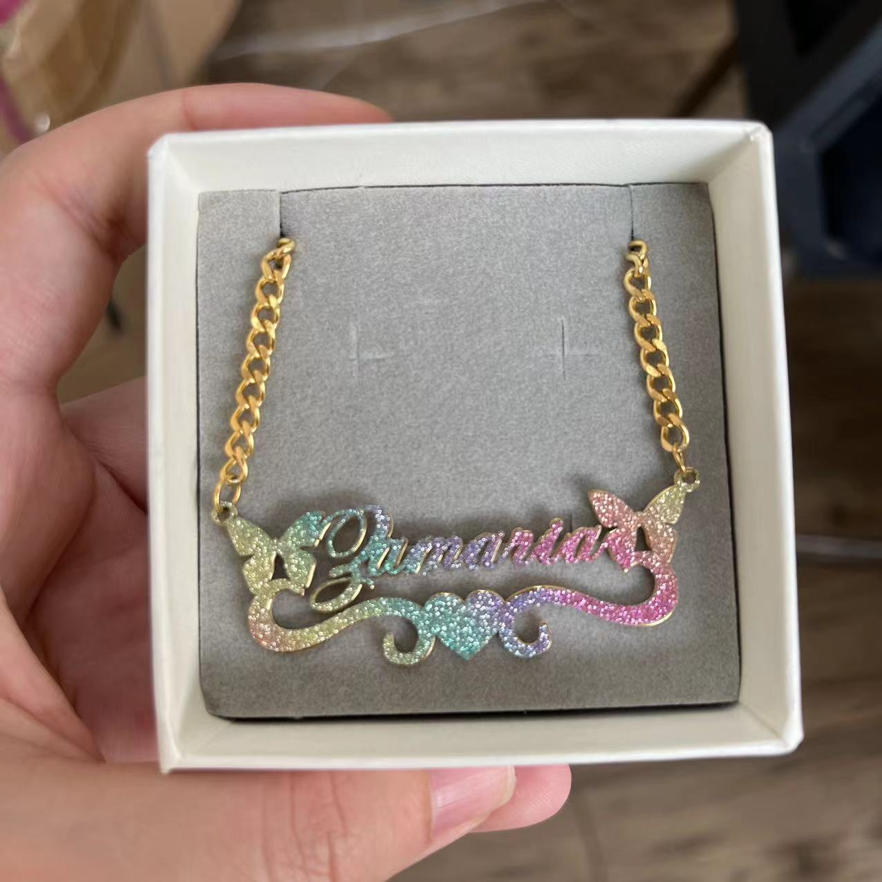 Custom Color Sticker Name Necklace Pendant