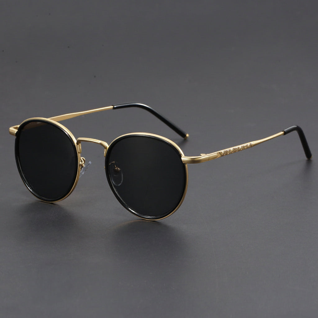 Retro small round frame Hong Kong style sunglasses