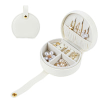 PU leather portable round jewelry box