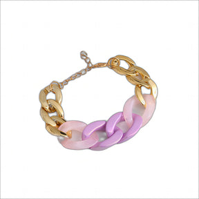 Three pink resin Cuban bracelet