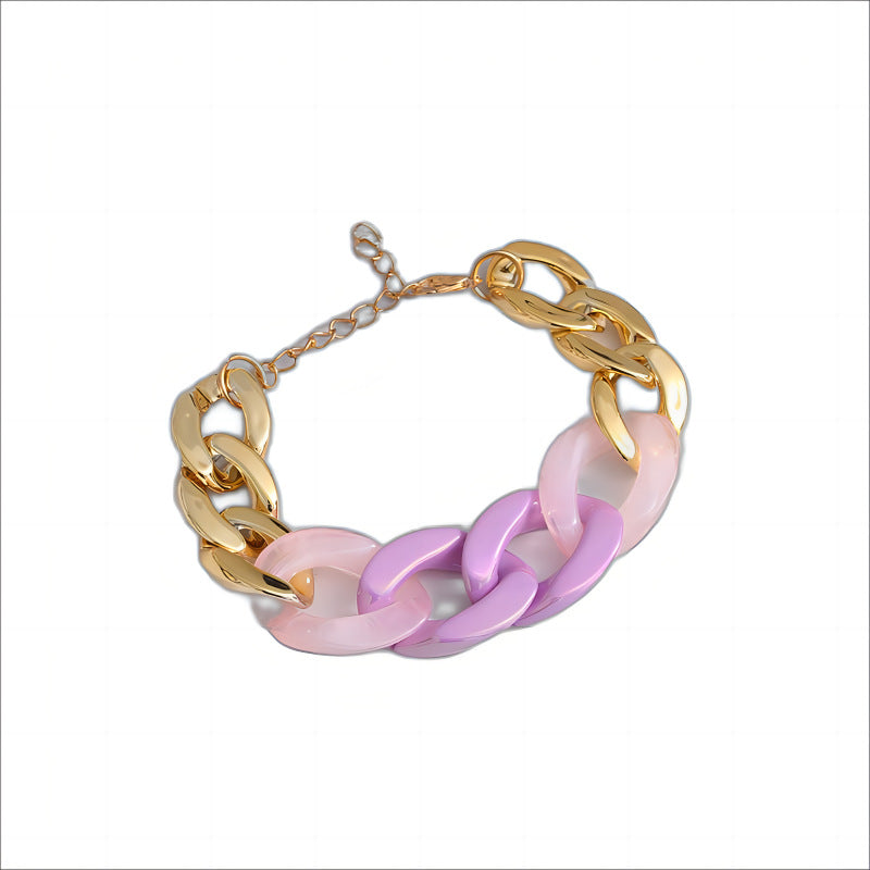 Three pink resin Cuban bracelet