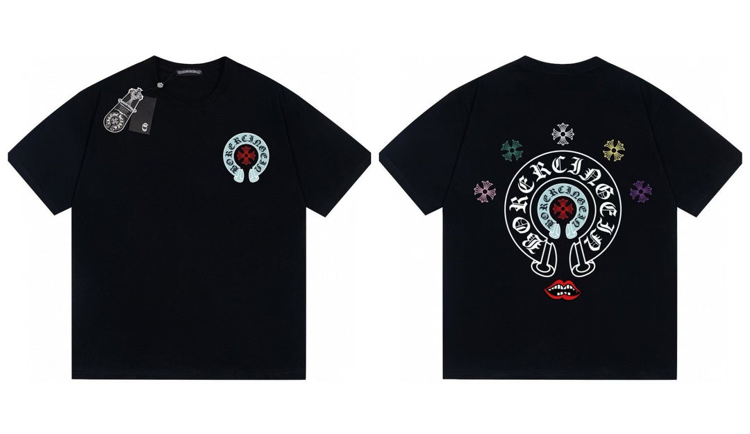 Chrome Hearts Summer Embroidery Print Cotton T-Shirt Short-Sleeve