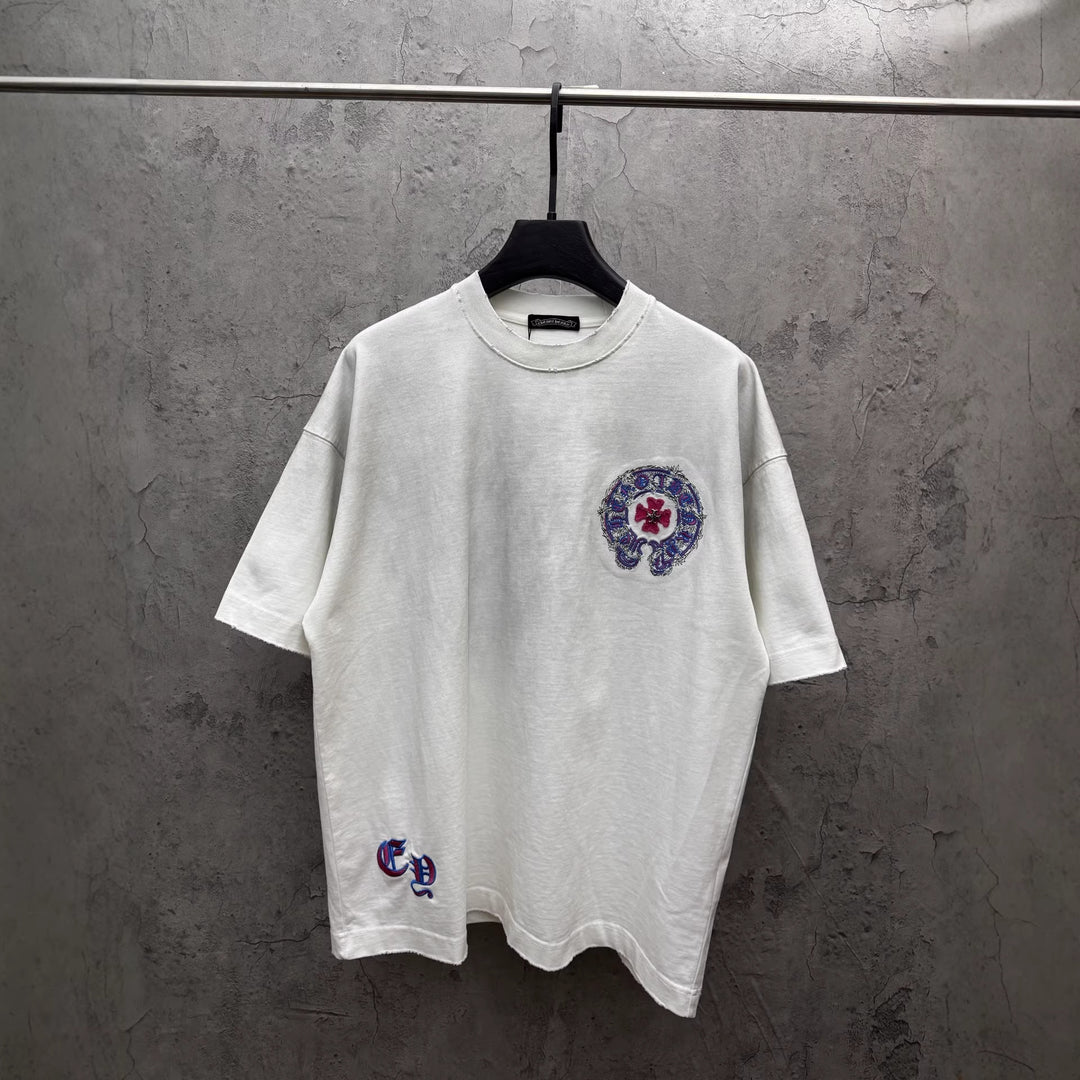 Chrome Hearts Washed Appliqué Embroidered Short-Sleeve T-Shirt