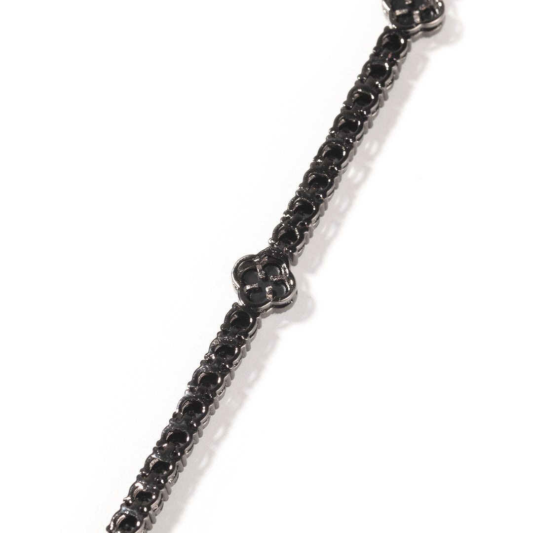 Black Four-Leaf Clover Tennis Chain 4mm Zircon Bracelet